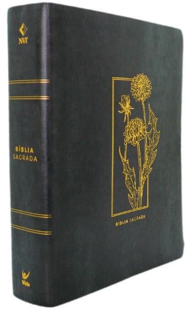 Bíblia Mulheres NVT Com Espaço Para Anotações - Viviane Martinello - Capa Luxo Floral Grafite
