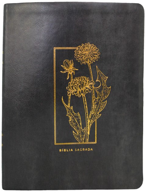 Bíblia Mulheres NVT Com Espaço Para Anotações - Viviane Martinello - Capa Luxo Floral Grafite