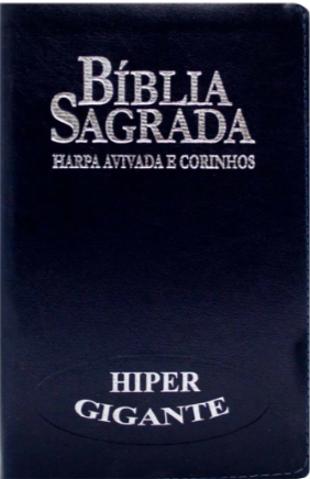 Bíblia Sagrada Letra Hipergigante RC Harpa E Corinhos Capa Luxo Azul