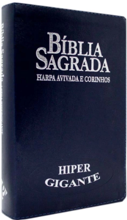 Bíblia Sagrada Letra Hipergigante RC Harpa E Corinhos Capa Luxo Azul