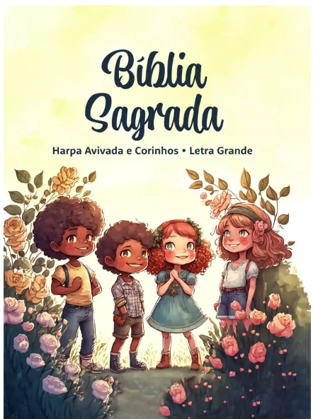 Bíblia Sagrada Infantil RC Letra Grande Com Harpa Avivada E Corinhos Capa Dura Pequena Crianças Jardim